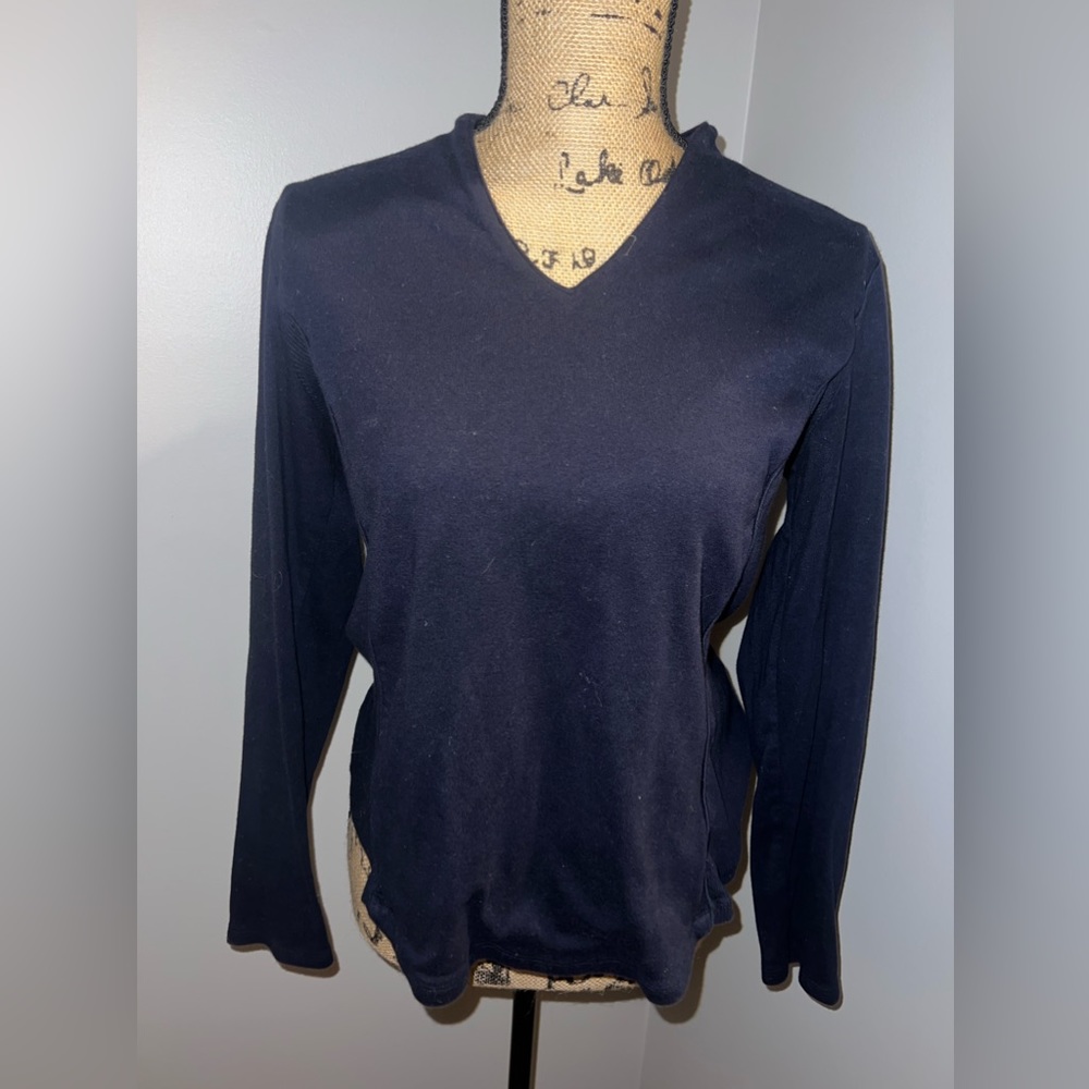 LIZ Claiborne Long Sleeve Navy Shirt Size Large